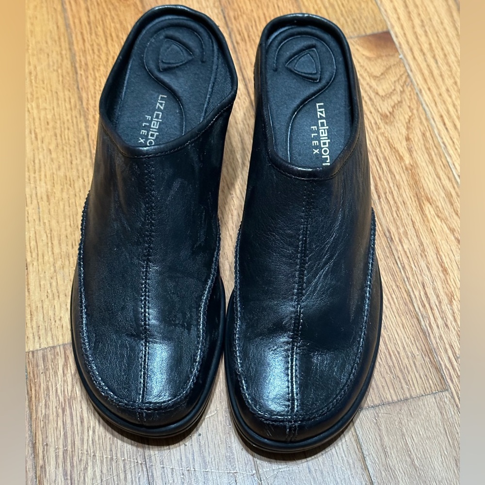 Liz Claiborne Flex Nolan Leather Slip On Wedge Mule Size 8 1/2 M